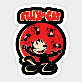 Felix the Cat Juggling Mice Felix Cat Cartoon Red Old School Retro Style Sticker